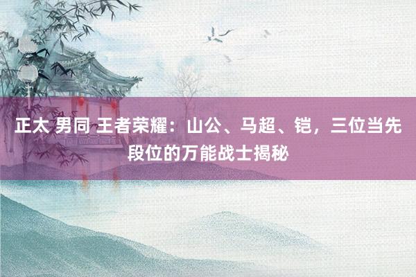 正太 男同 王者荣耀：山公、马超、铠，三位当先段位的万能战士揭秘