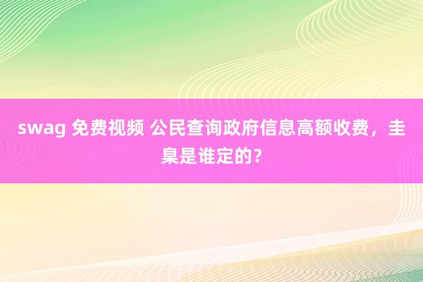 swag 免费视频 公民查询政府信息高额收费，圭臬是谁定的？