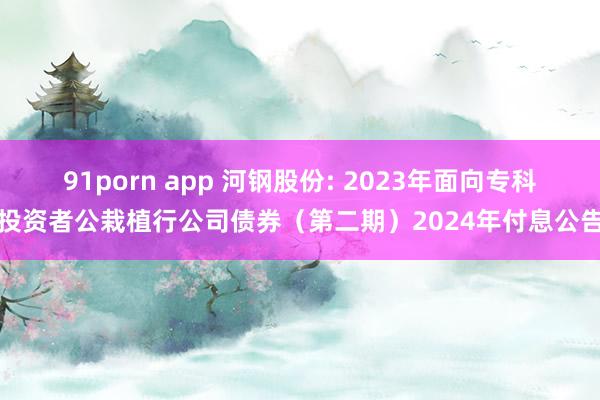 91porn app 河钢股份: 2023年面向专科投资者公栽植行公司债券(第二期)2024年付息公告