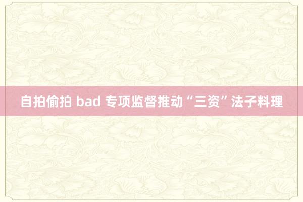 自拍偷拍 bad 专项监督推动“三资”法子料理