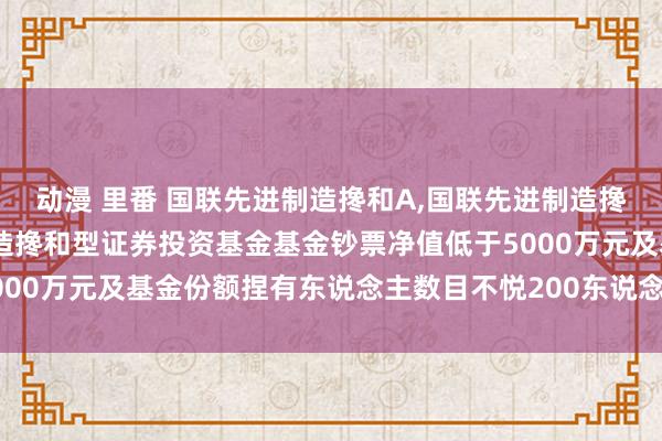 动漫 里番 国联先进制造搀和A,国联先进制造搀和C: 对于国联先进制造搀和型证券投资基金基金钞票净值低于5000万元及基金份额捏有东说念主数目不悦200东说念主的指示性公告