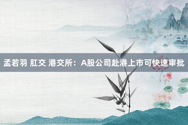 孟若羽 肛交 港交所：A股公司赴港上市可快速审批