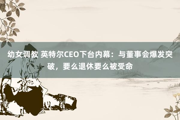 幼女调教 英特尔CEO下台内幕：与董事会爆发突破，要么退休要么被受命