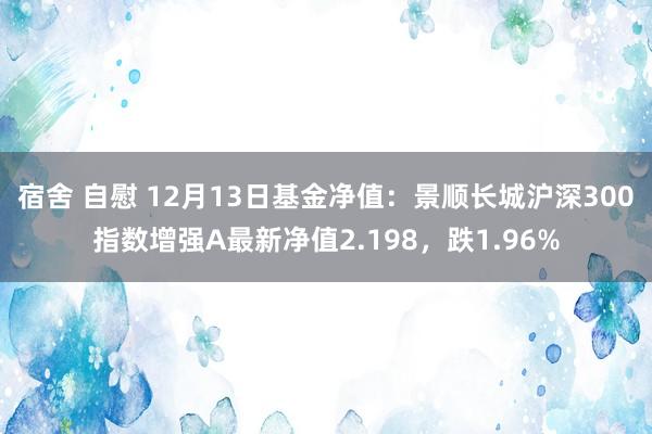 宿舍 自慰 12月13日基金净值：景顺长城沪深300指数增强A最新净值2.198，跌1.96%