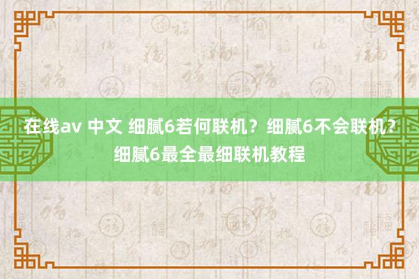 在线av 中文 细腻6若何联机？细腻6不会联机？细腻6最全最细联机教程