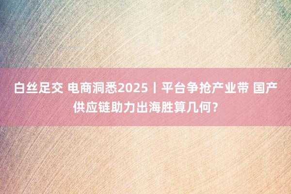 白丝足交 电商洞悉2025丨平台争抢产业带 国产供应链助力出海胜算几何？