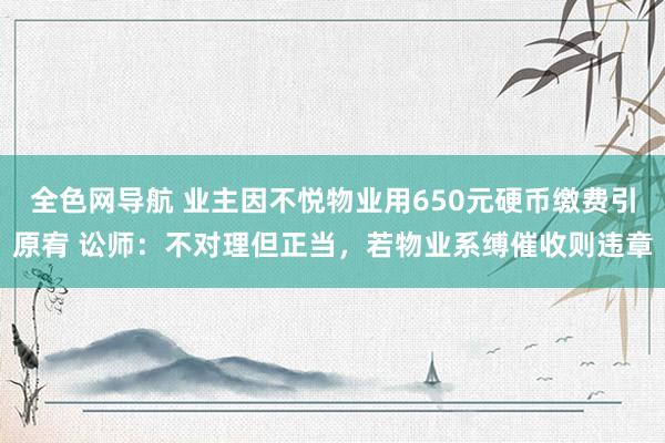 全色网导航 业主因不悦物业用650元硬币缴费引原宥 讼师：不对理但正当，若物业系缚催收则违章