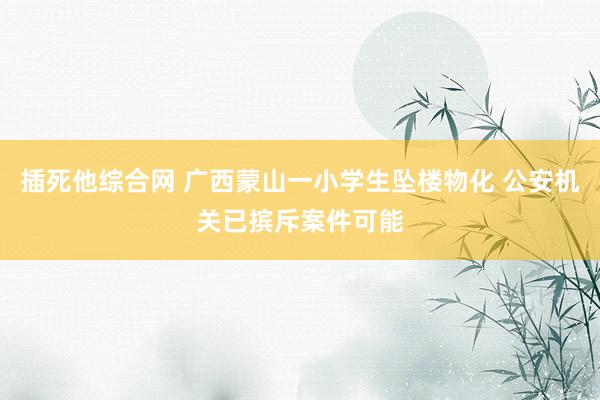 插死他综合网 广西蒙山一小学生坠楼物化 公安机关已摈斥案件可能