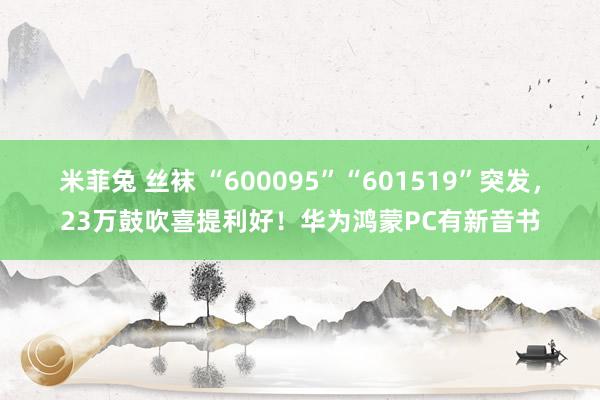 米菲兔 丝袜 “600095”“601519”突发，23万鼓吹喜提利好！华为鸿蒙PC有新音书