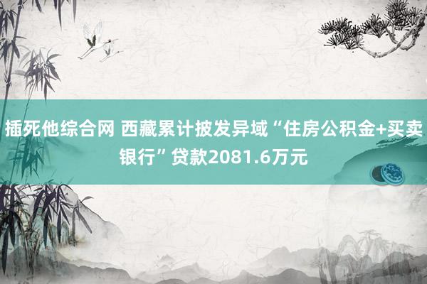 插死他综合网 西藏累计披发异域“住房公积金+买卖银行”贷款2081.6万元