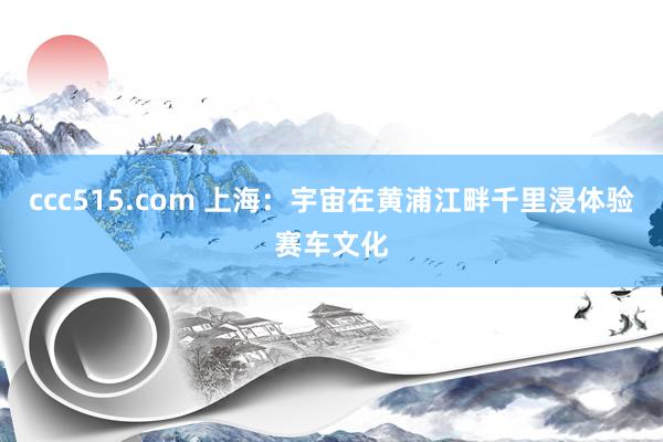 ccc515.com 上海：宇宙在黄浦江畔千里浸体验赛车文化