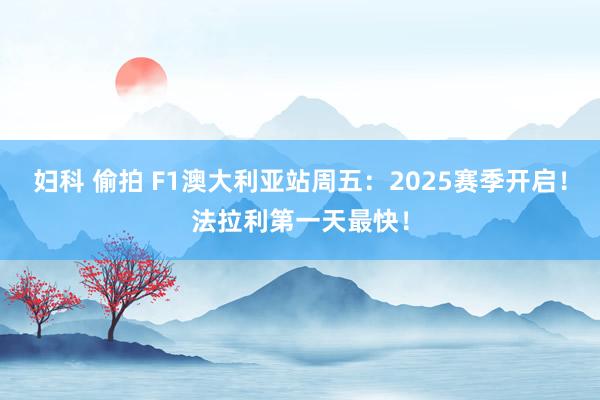 妇科 偷拍 F1澳大利亚站周五：2025赛季开启！法拉利第一天最快！