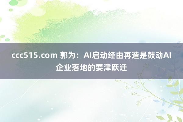 ccc515.com 郭为：AI启动经由再造是鼓动AI企业落地的要津跃迁