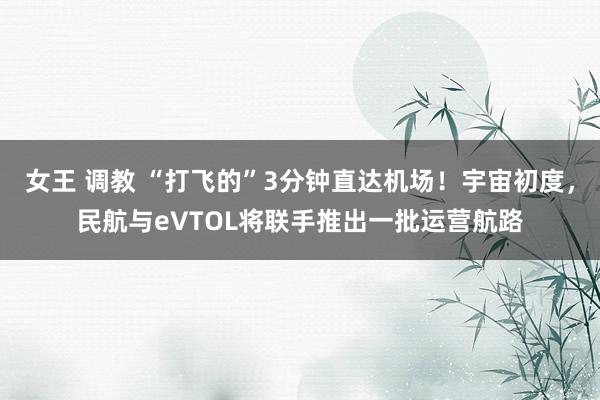 女王 调教 “打飞的”3分钟直达机场！宇宙初度，民航与eVTOL将联手推出一批运营航路
