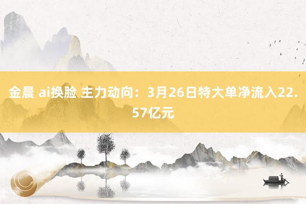 金晨 ai换脸 主力动向：3月26日特大单净流入22.57亿元
