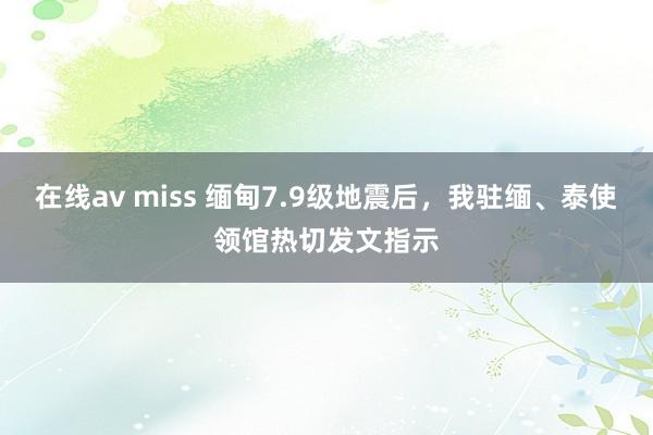 在线av miss 缅甸7.9级地震后，我驻缅、泰使领馆热切发文指示