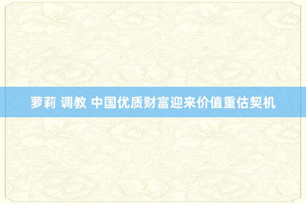 萝莉 调教 中国优质财富迎来价值重估契机