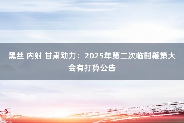 黑丝 内射 甘肃动力：2025年第二次临时鞭策大会有打算公告