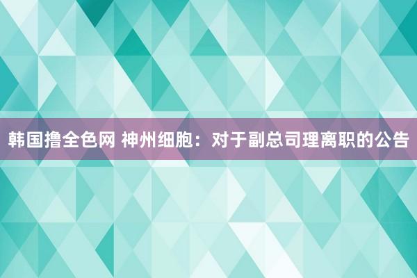 韩国撸全色网 神州细胞：对于副总司理离职的公告