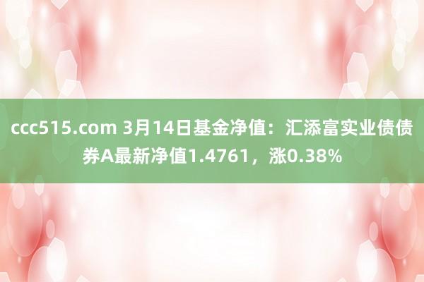 ccc515.com 3月14日基金净值：汇添富实业债债券A最新净值1.4761，涨0.38%