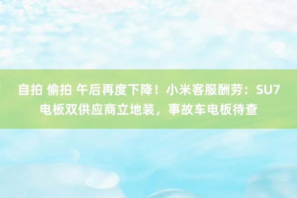 自拍 偷拍 午后再度下降！小米客服酬劳：SU7电板双供应商立地装，事故车电板待查