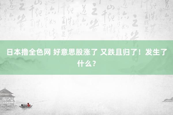 日本撸全色网 好意思股涨了 又跌且归了！发生了什么？