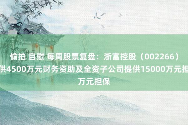 偷拍 自慰 每周股票复盘：浙富控股（002266）提供4500万元财务资助及全资子公司提供15000万元担保