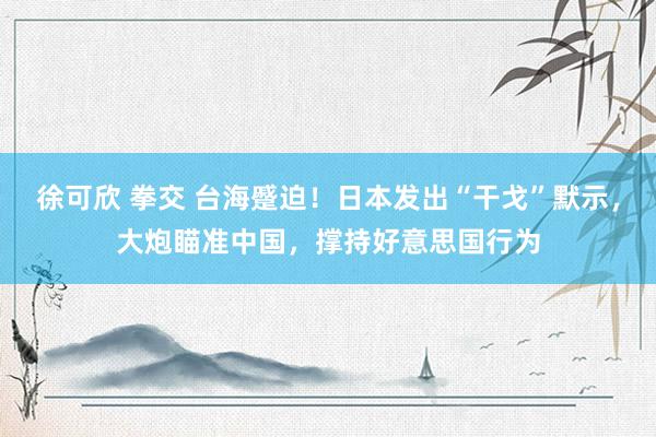 徐可欣 拳交 台海蹙迫！日本发出“干戈”默示，大炮瞄准中国，撑持好意思国行为