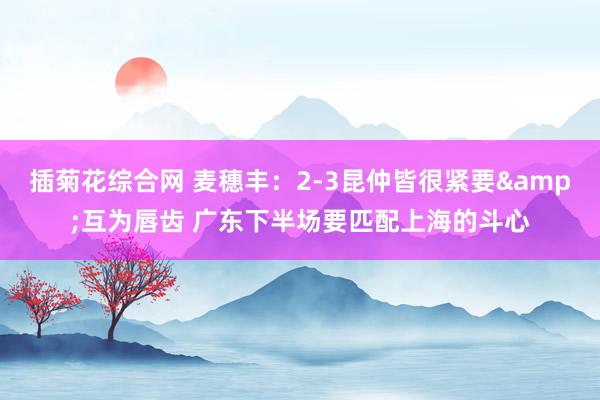 插菊花综合网 麦穗丰：2-3昆仲皆很紧要&互为唇齿 广东下半场要匹配上海的斗心