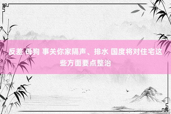 反差 母狗 事关你家隔声、排水 国度将对住宅这些方面要点整治