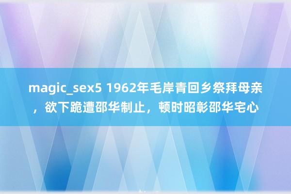 magic_sex5 1962年毛岸青回乡祭拜母亲，欲下跪遭邵华制止，顿时昭彰邵华宅心