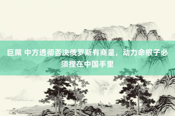 巨屌 中方透彻否决俄罗斯有商量，动力命根子必须捏在中国手里