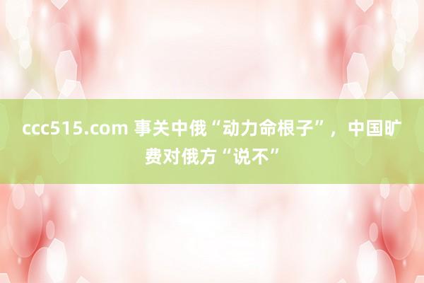 ccc515.com 事关中俄“动力命根子”，中国旷费对俄方“说不”