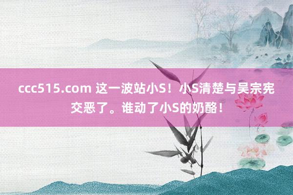 ccc515.com 这一波站小S！小S清楚与吴宗宪交恶了。谁动了小S的奶酪！