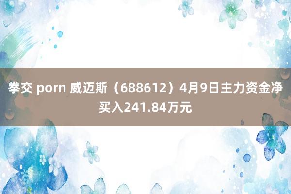 拳交 porn 威迈斯（688612）4月9日主力资金净买入241.84万元