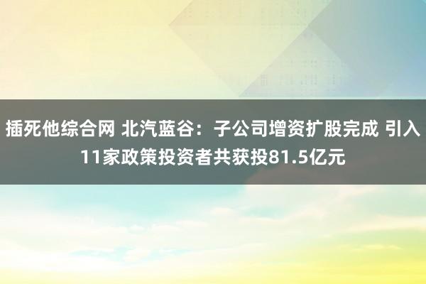 插死他综合网 北汽蓝谷：子公司增资扩股完成 引入11家政策投资者共获投81.5亿元