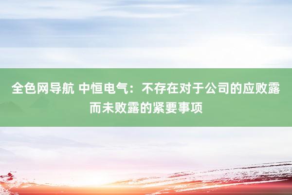 全色网导航 中恒电气：不存在对于公司的应败露而未败露的紧要事项