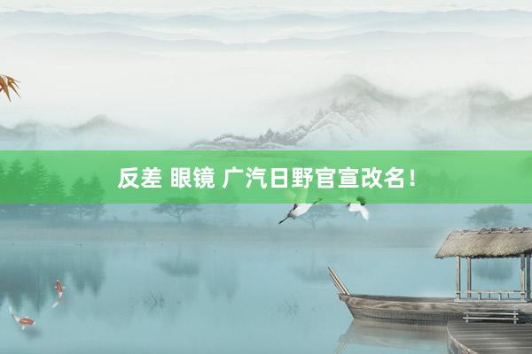 反差 眼镜 广汽日野官宣改名！