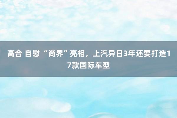 高合 自慰 “尚界”亮相，上汽异日3年还要打造17款国际车型
